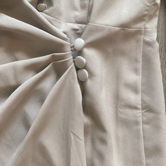 ASOS DESIGN mini drape front tux dress- Taupe - Picture 5 of 6